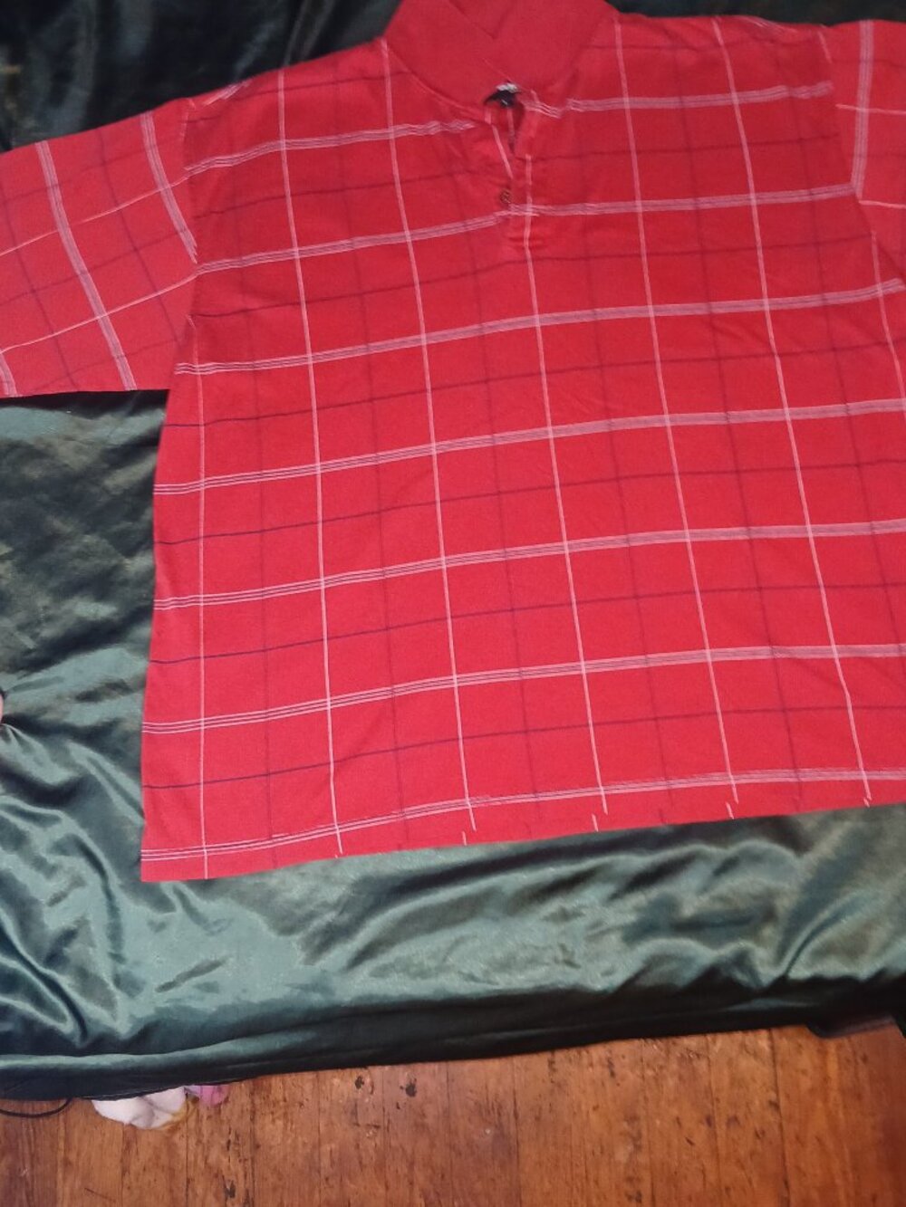 Bolle Golf Mens Polo Shirt Red Plaid Short Sleeve Size L